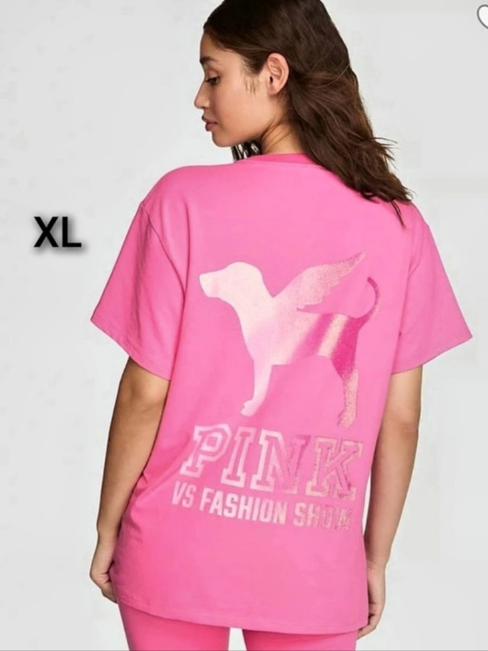 Sz XL NWT VICTORIA'S SECRET PINK FASHION SHOW EXCLUSIVE CAMPUS TEE